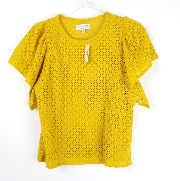 Madewell Tops - Madewell Texture & Thread Eyelet Flutter Sleeve